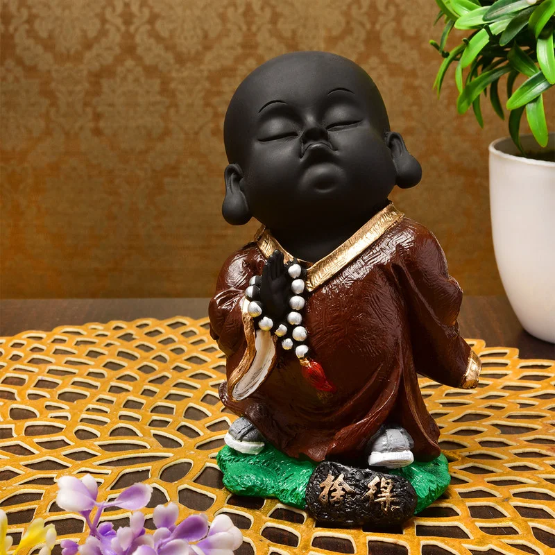 Buddha Idols Handcrafted Ployresin Lord Buddha Standing Brown Colour Thinking Statue  Showpiece Home Decor/Office Decor/Spiritual Gift Home Decor Showpiece and Gifts by HomeDecorKart and Karigaari India