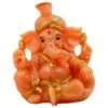 Lord Ganesha Wearing Paghadi And Sitting With One Leg Fold Orange Colour Idol for Home Decor - Image 2