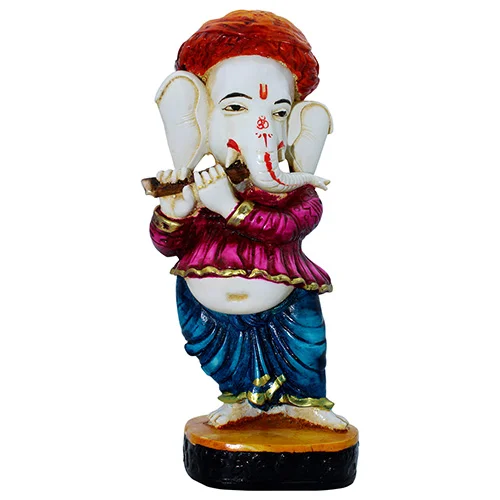 Ganesha Idols Lord Ganesha Standing Playing Flute multiolor Idol for Home Decor Home Decor Showpiece and Gifts by HomeDecorKart and Karigaari India