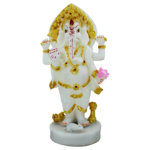 Ganesha Idols Lord Ganesha Standing Idol White Color for Home Decor Home Decor Showpiece and Gifts by HomeDecorKart and Karigaari India