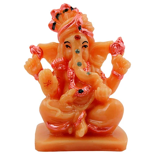 Car Dashboard Idols Unique Design Lord Ganesha Sitting Idol Orange And Pink Color Best for Home Decor Home Decor Showpiece and Gifts by HomeDecorKart and Karigaari India