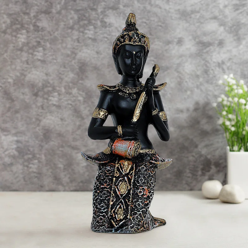 Buddha Idols Handcrafted Ployresin Lord Buddha Black Colour Standing Statue Showpiece Home Decor/Office Decor/Spiritual Gift Home Decor Showpiece and Gifts by HomeDecorKart and Karigaari India