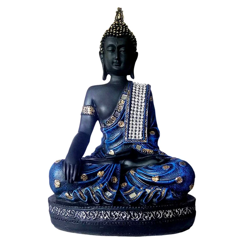 Buddha Idols Handcrafted Ployresin Lord Buddha Black And Blue Colour Meditating Statue Showpiece Home Decor/Office Decor/Spiritual Gift Home Decor Showpiece and Gifts by HomeDecorKart and Karigaari India