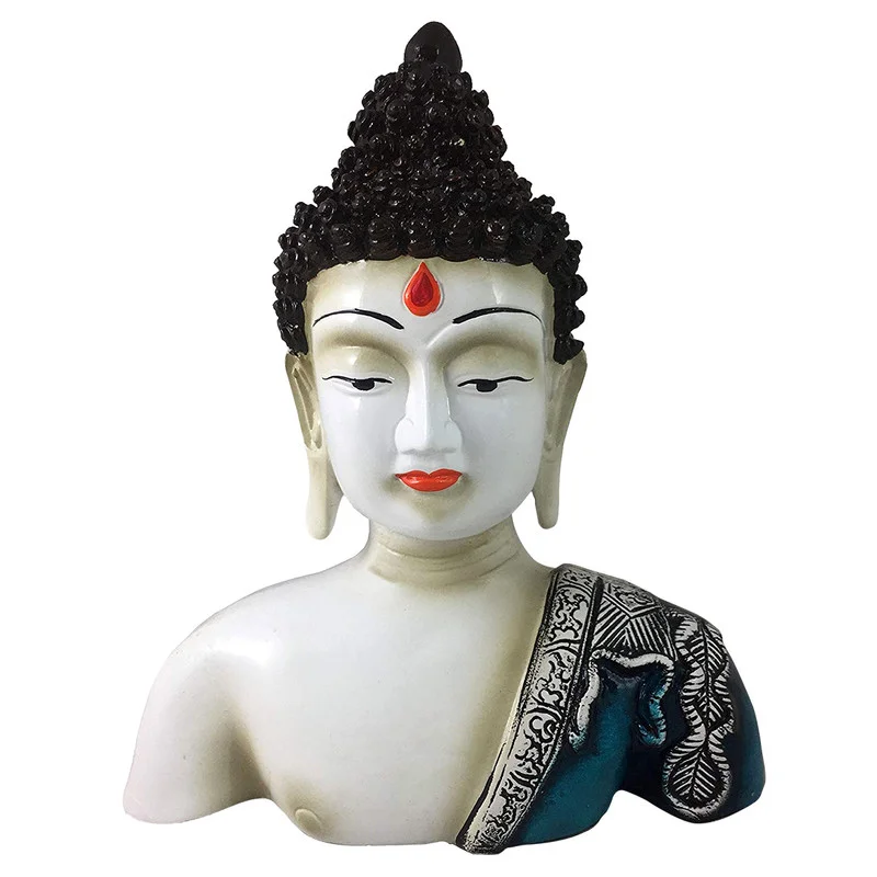 Buddha Idols Handcrafted Ployresin Lord Buddha White Colour Statue Upto The Shoulder Showpiece Home Decor/Office Decor/Spiritual Gift Home Decor Showpiece and Gifts by HomeDecorKart and Karigaari India