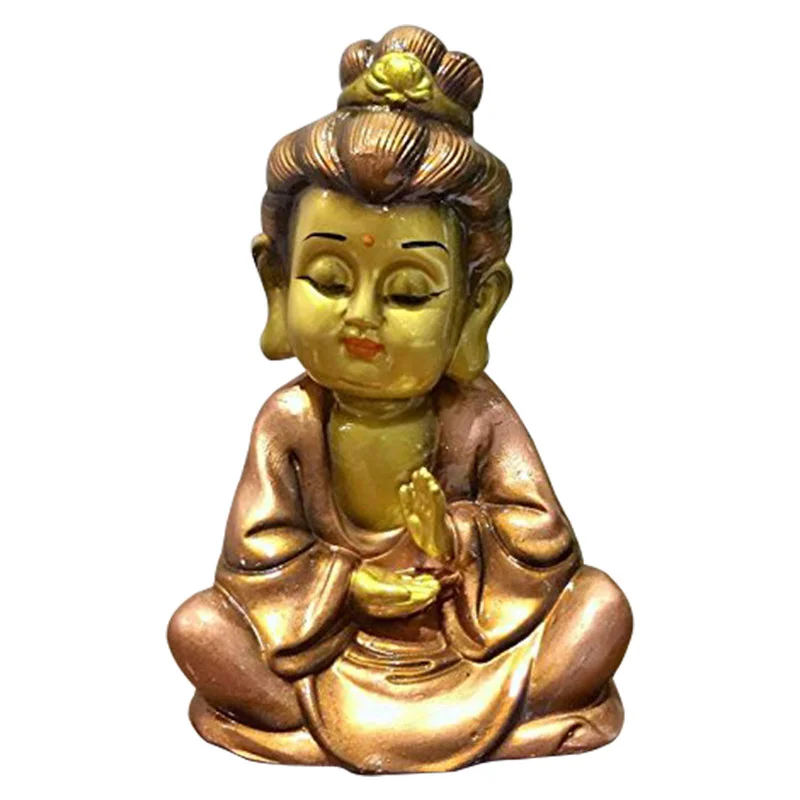 Buddha Idols Handcrafted Ployresin Lord Buddha Golden Sitting Statue Showpiece Home Decor/Office Decor/Spiritual Gift Home Decor Showpiece and Gifts by HomeDecorKart and Karigaari India