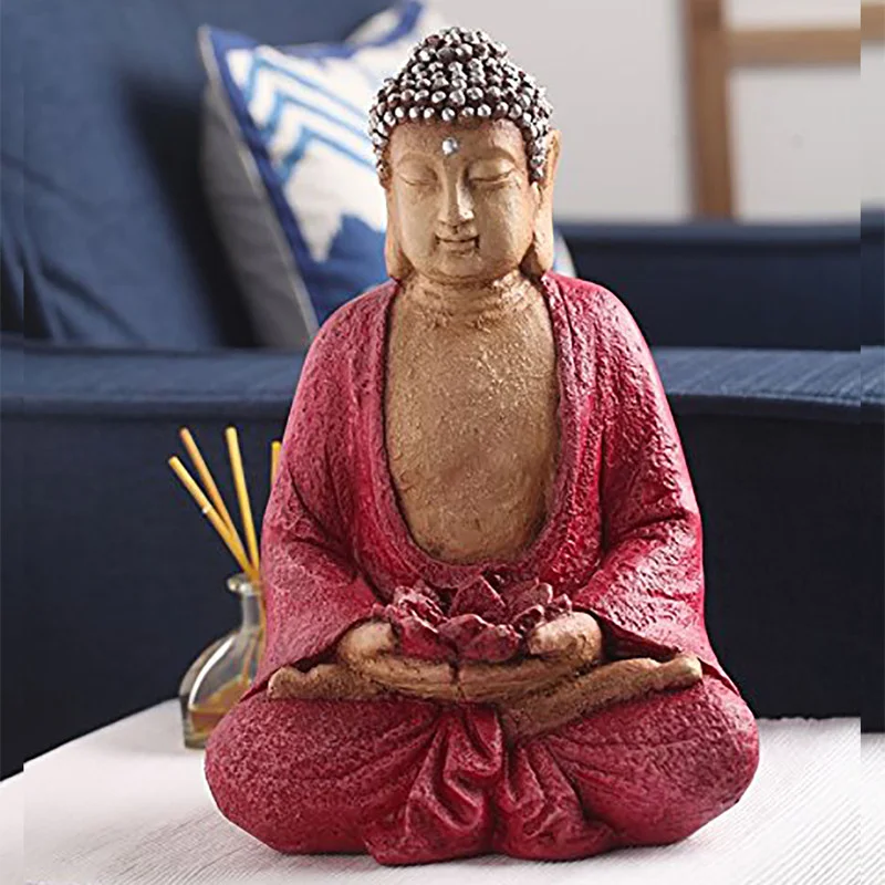 Buddha Idols Handcrafted Ployresin Lord Buddha Meditating Statue Pink Colour Showpiece Home Decor/Office Decor/Spiritual Gift Home Decor Showpiece and Gifts by HomeDecorKart and Karigaari India