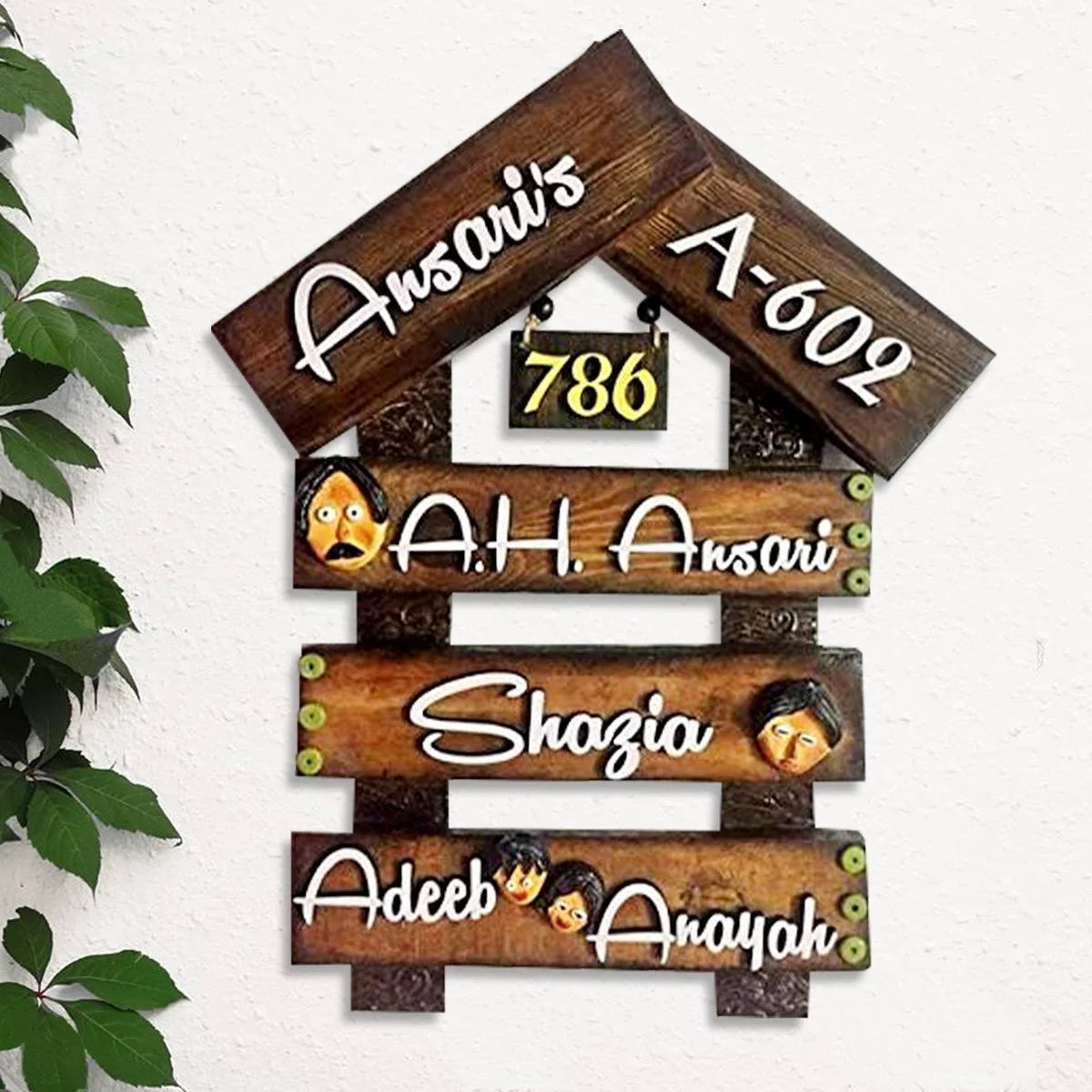 Home Decor Family Stylish Beautiful Wooden Name Plate for House Home Decor with Wooden Letters Home Decor Showpiece and Gifts by HomeDecorKart and Karigaari India