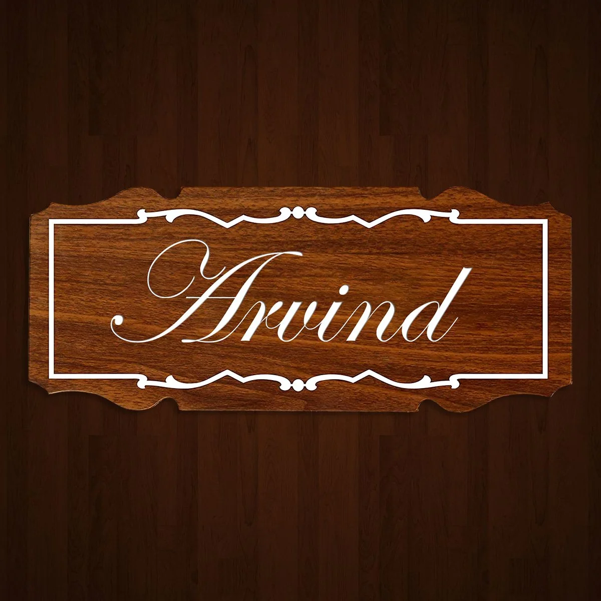 Home Decor Brown Color Personalized Wooden Name Plate for Home Office Stylish Durable Home Decor Showpiece and Gifts by HomeDecorKart and Karigaari India