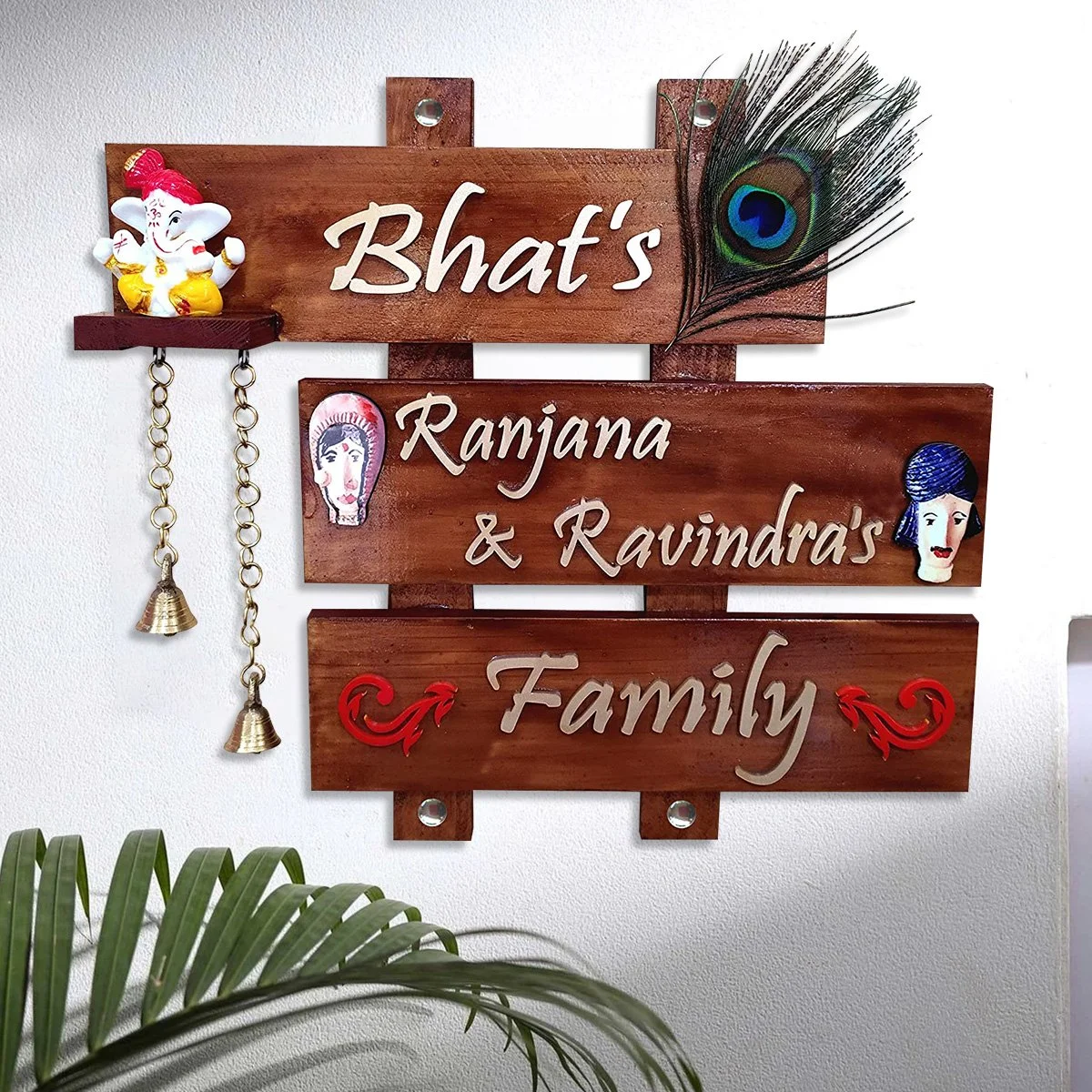 Home Decor Family Style Durable Personalized Name Plate for Office Wooden Stylish Home Home Decor Showpiece and Gifts by HomeDecorKart and Karigaari India