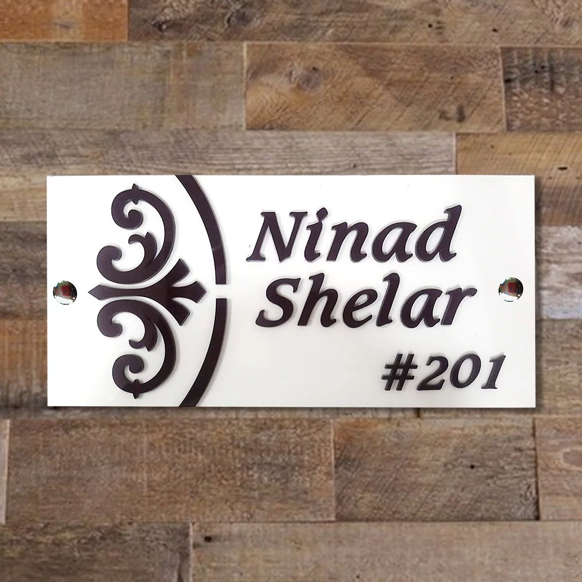 Home Decor White Stylish Custom Wooden Name Plate for House Beautiful Durable Decor Home Decor Showpiece and Gifts by HomeDecorKart and Karigaari India