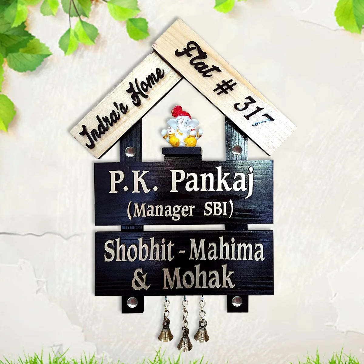 Home Decor Hut Style Durable Beautiful Wooden Name Plate for Home Office Sturdy Home Decor Showpiece and Gifts by HomeDecorKart and Karigaari India