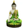 Handcrafted Ployresin Golden And Green Colour Sitting Lord Buddha Statue Showpiece Home Decor/Office Decor/Spiritual Gift - Image 2