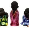 Handcrafted Ployresin Three Multicolour Pieces Standing And SItting  Lord Buddha Statue Showpiece Home Decor/Office Decor/Spiritual Gift - Image 2