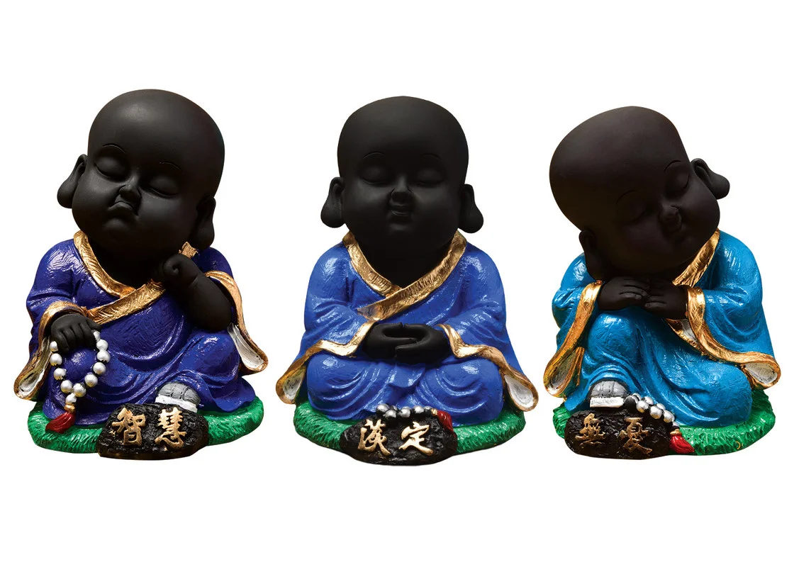 Buddha Idols Handcrafted Ployresin Sitting And Sleeping , Meditating Lord Buddha Statue Showpiece Home Decor/Office Decor/Spiritual Gift, Drak Blue Colour, Three Pieces Home Decor Showpiece and Gifts by HomeDecorKart and Karigaari India