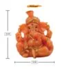 Lord Ganesha Wearing Paghadi And Sitting With One Leg Fold Orange Colour Idol for Home Decor - Image 3
