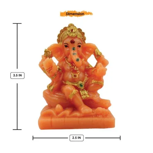 Car Dashboard Idols Lord Ganesha sitting Unique Orange Colour Idol for Home Decor Home Decor Showpiece and Gifts by HomeDecorKart and Karigaari India