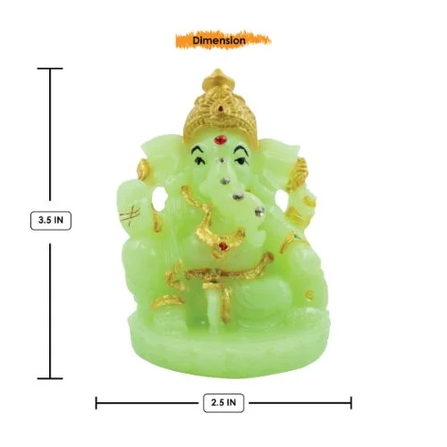 Car Dashboard Idols Lord Ganesha Wearing ornaments And Sitting Crystal Green Colour Idol for Home Decor Home Decor Showpiece and Gifts by HomeDecorKart and Karigaari India