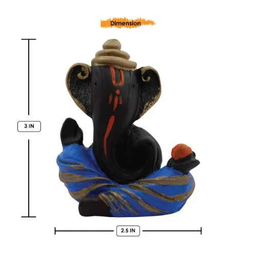Car Dashboard Idols Unique Design Ganesh Idol Black Color with Blue Dhoti for Home Decor Home Decor Showpiece and Gifts by HomeDecorKart and Karigaari India