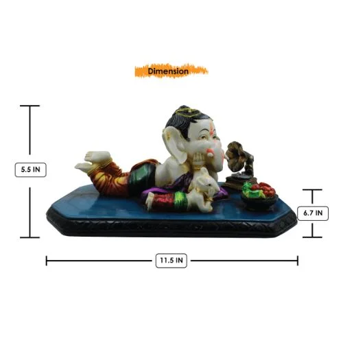 Ganesha Idols Bal Ganesh Sleeping with mouse Multicolor Idol for Home Decor Home Decor Showpiece and Gifts by HomeDecorKart and Karigaari India