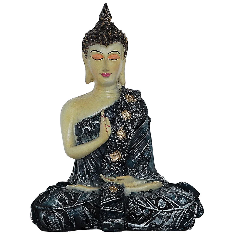 Buddha Idols Handcrafted Ployresin Lord Buddha Sitting And Meditation Multicolour Statue Showpiece Home Decor/Office Decor/Spiritual Gift Home Decor Showpiece and Gifts by HomeDecorKart and Karigaari India