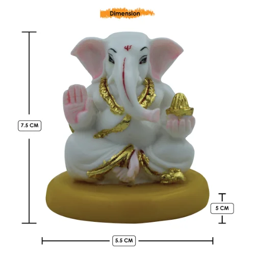 Car Dashboard Idols Lord Ganesha Sitting Idol With Holding Golden Color Modak Best for Home Decor Home Decor Showpiece and Gifts by HomeDecorKart and Karigaari India