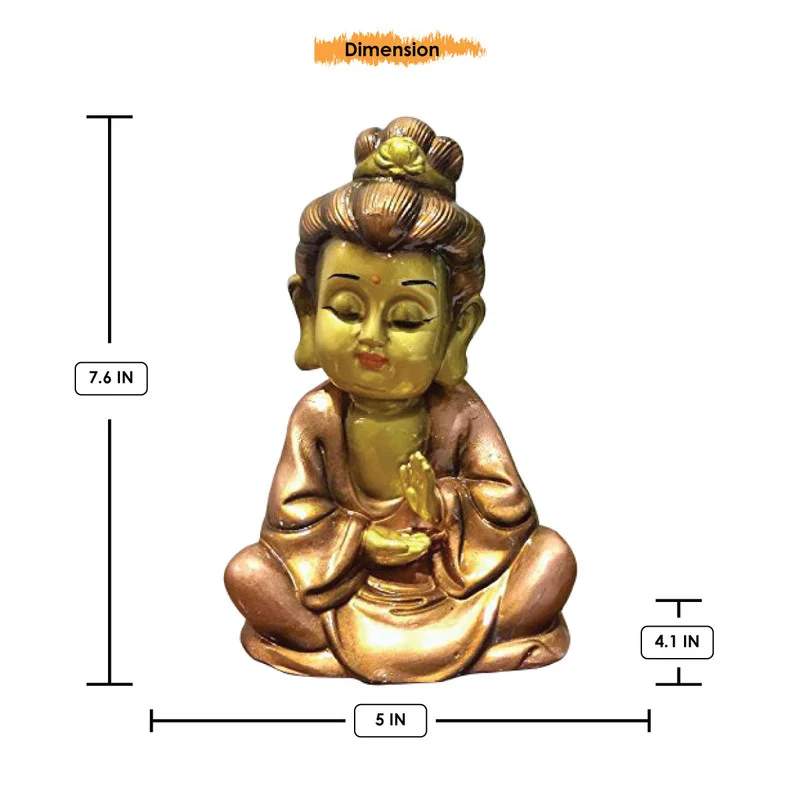 Buddha Idols Handcrafted Ployresin Lord Buddha Golden Sitting Statue Showpiece Home Decor/Office Decor/Spiritual Gift Home Decor Showpiece and Gifts by HomeDecorKart and Karigaari India