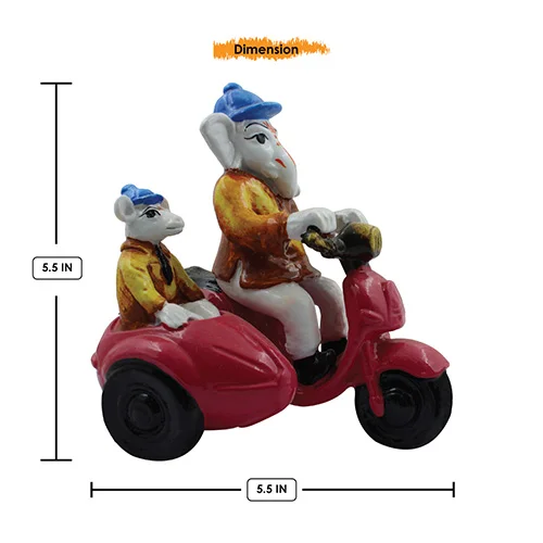 Car Dashboard Idols Unique Design Lord Ganesha Riding Scooter Idol Multicolor Best for Home Decor Home Decor Showpiece and Gifts by HomeDecorKart and Karigaari India
