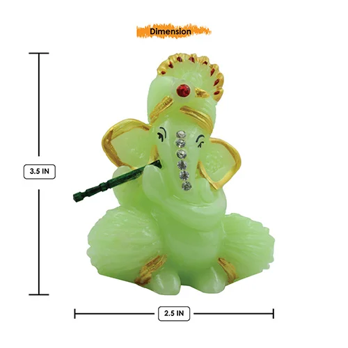 Car Dashboard Idols Small Unique Design Lord Ganesha Playing Flute Idol Green Color Best for Home Decor Home Decor Showpiece and Gifts by HomeDecorKart and Karigaari India