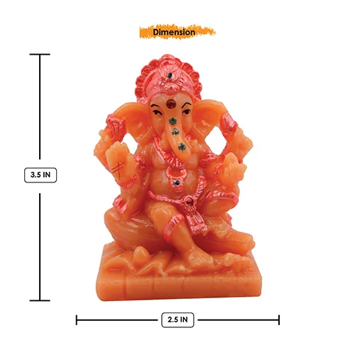 Car Dashboard Idols Small Lord Ganesha Sitting On Rock Idol Orange And Pink Ornaments Best for Home Decor Home Decor Showpiece and Gifts by HomeDecorKart and Karigaari India