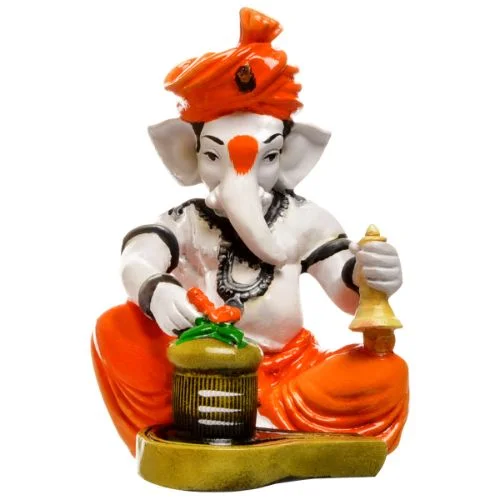 Ganesha Idols Unique Little Lord Ganesha Praying Lord Shiva Idol Orange Best for Home Decor Home Decor Showpiece and Gifts by HomeDecorKart and Karigaari India