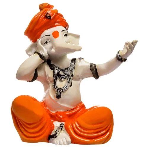 Ganesha Idols Unique Little Lord Ganesha Singing Idol Orange Best for Home Decor Home Decor Showpiece and Gifts by HomeDecorKart and Karigaari India