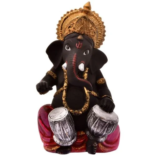 Ganesha Idols Unique Design Little Lord Ganesha Playing Tabla Idol Black Color Best Item for Home Decor Home Decor Showpiece and Gifts by HomeDecorKart and Karigaari India