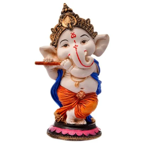 Ganesha Idols Unique Lord Ganesha Idol Standing & Playing Flute Best Item for Home Decor Multicolor Home Decor Showpiece and Gifts by HomeDecorKart and Karigaari India