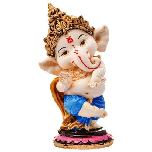 Ganesha Idols Unique Little Lord Ganesha Sitting Wearing Blue Dhoti Best Item for Home Decor Multicolor Home Decor Showpiece and Gifts by HomeDecorKart and Karigaari India