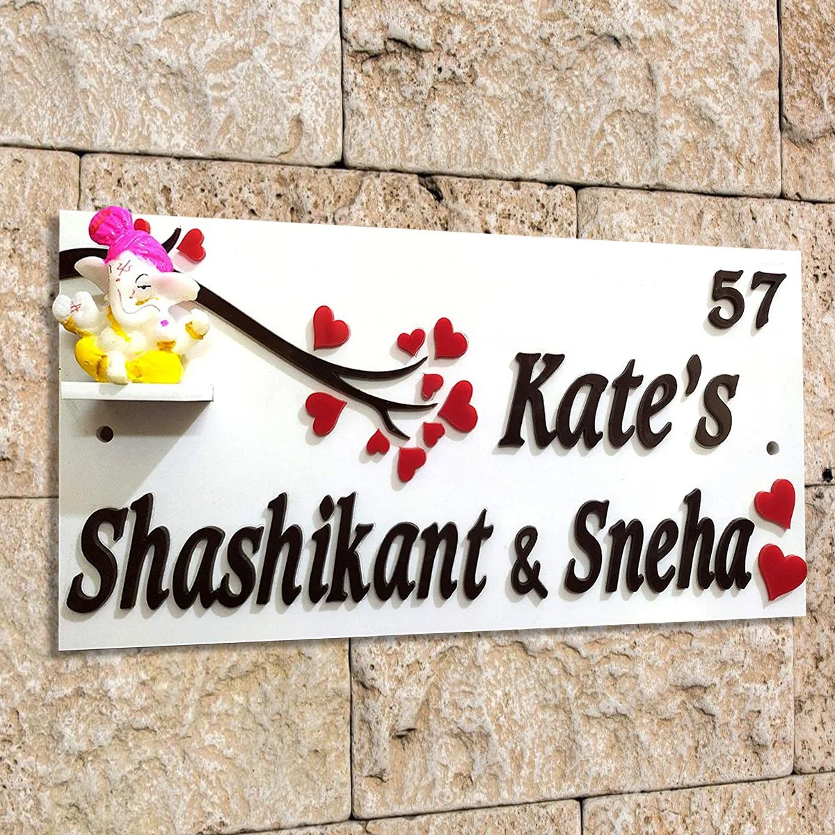 Home Decor Wooden Beautiful Personalized Wooden Name Plate for Home Sturdy Durable Home Decor Showpiece and Gifts by HomeDecorKart and Karigaari India