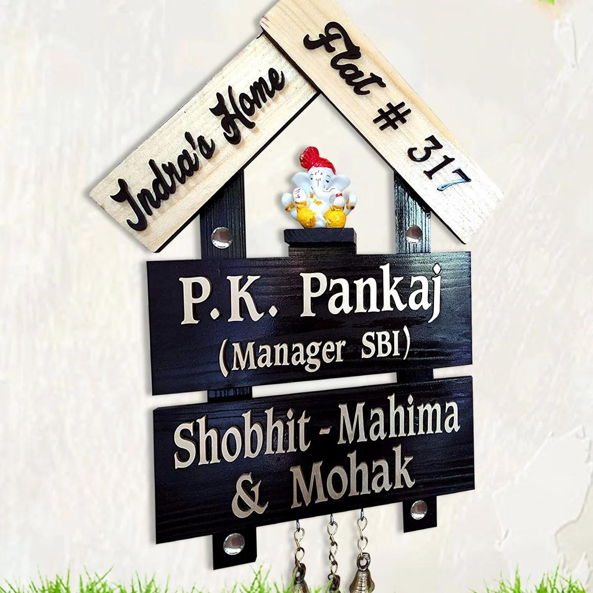 Home Decor Hut Style Durable Beautiful Wooden Name Plate for Home Office Sturdy Home Decor Showpiece and Gifts by HomeDecorKart and Karigaari India