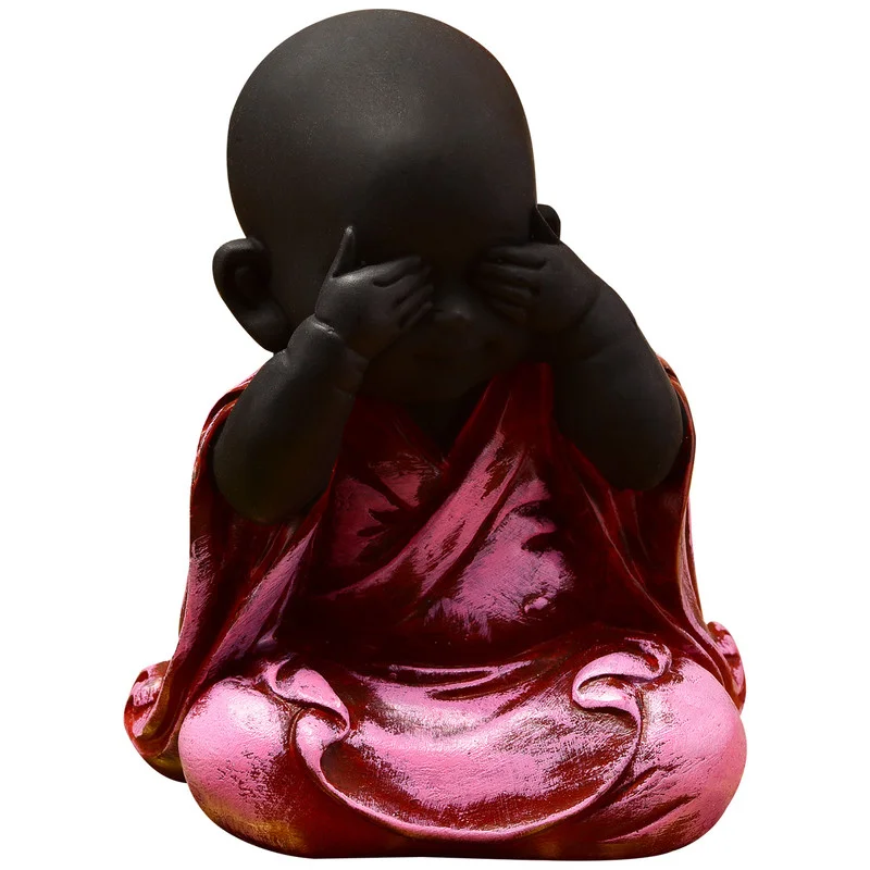 Buddha Idols Handcrafted Ployresin Sitting With Putting Fingers On Eyes Pink Colour Lord Buddha Statue Showpiece Home Decor/Office Decor/Spiritual Gift Home Decor Showpiece and Gifts by HomeDecorKart and Karigaari India