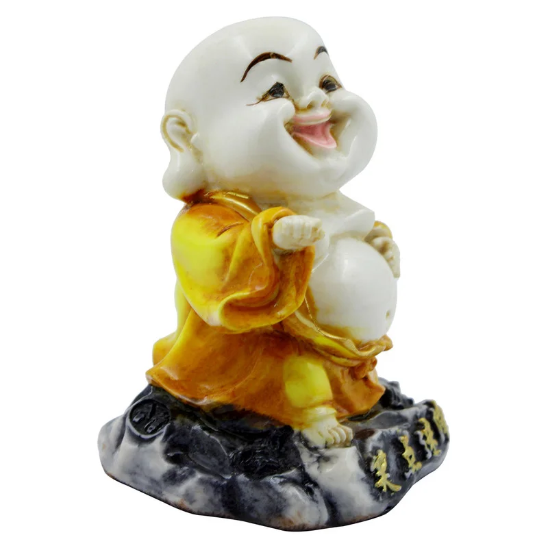 Buddha Idols Handcrafted Ployresin Lord Buddha Standing, Laughing White And Yellow Statue Showpiece Home Decor/Office Decor/Spiritual Gift Home Decor Showpiece and Gifts by HomeDecorKart and Karigaari India