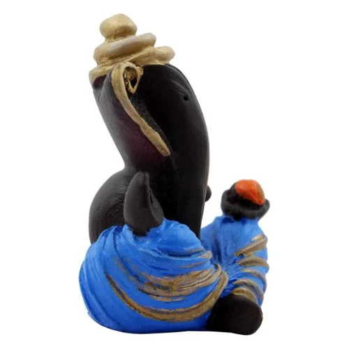 Car Dashboard Idols Unique Design Ganesh Idol Black Color with Blue Dhoti for Home Decor Home Decor Showpiece and Gifts by HomeDecorKart and Karigaari India