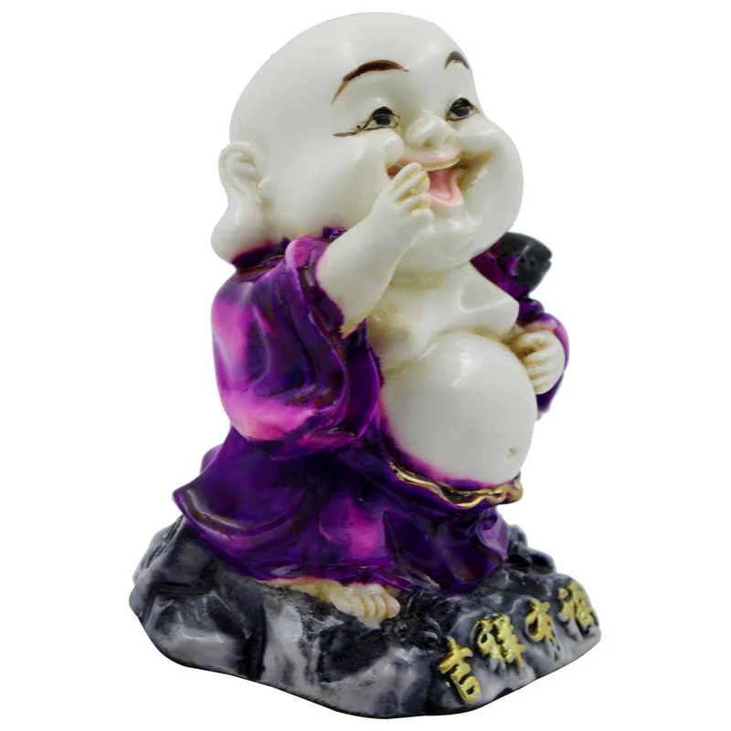 Buddha Idols Handcrafted Ployresin Lord Buddha White And Purple Standing Laughing Statue Showpiece Home Decor/Office Decor/Spiritual Gift Home Decor Showpiece and Gifts by HomeDecorKart and Karigaari India