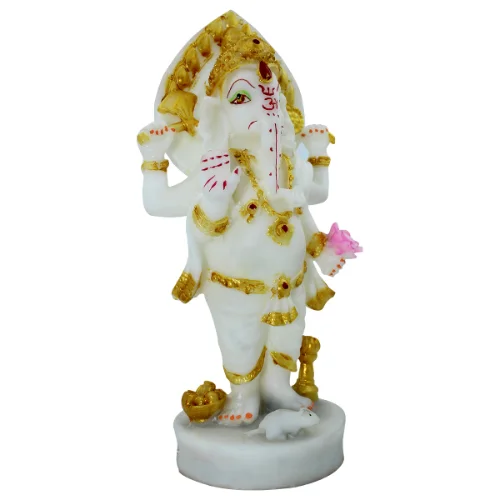 Ganesha Idols Lord Ganesha Standing Idol White Color for Home Decor Home Decor Showpiece and Gifts by HomeDecorKart and Karigaari India