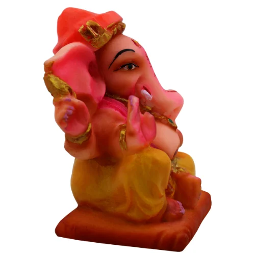 Car Dashboard Idols Lord Ganesha Sitting Red And Pink Color Idol for Home Decor Home Decor Showpiece and Gifts by HomeDecorKart and Karigaari India