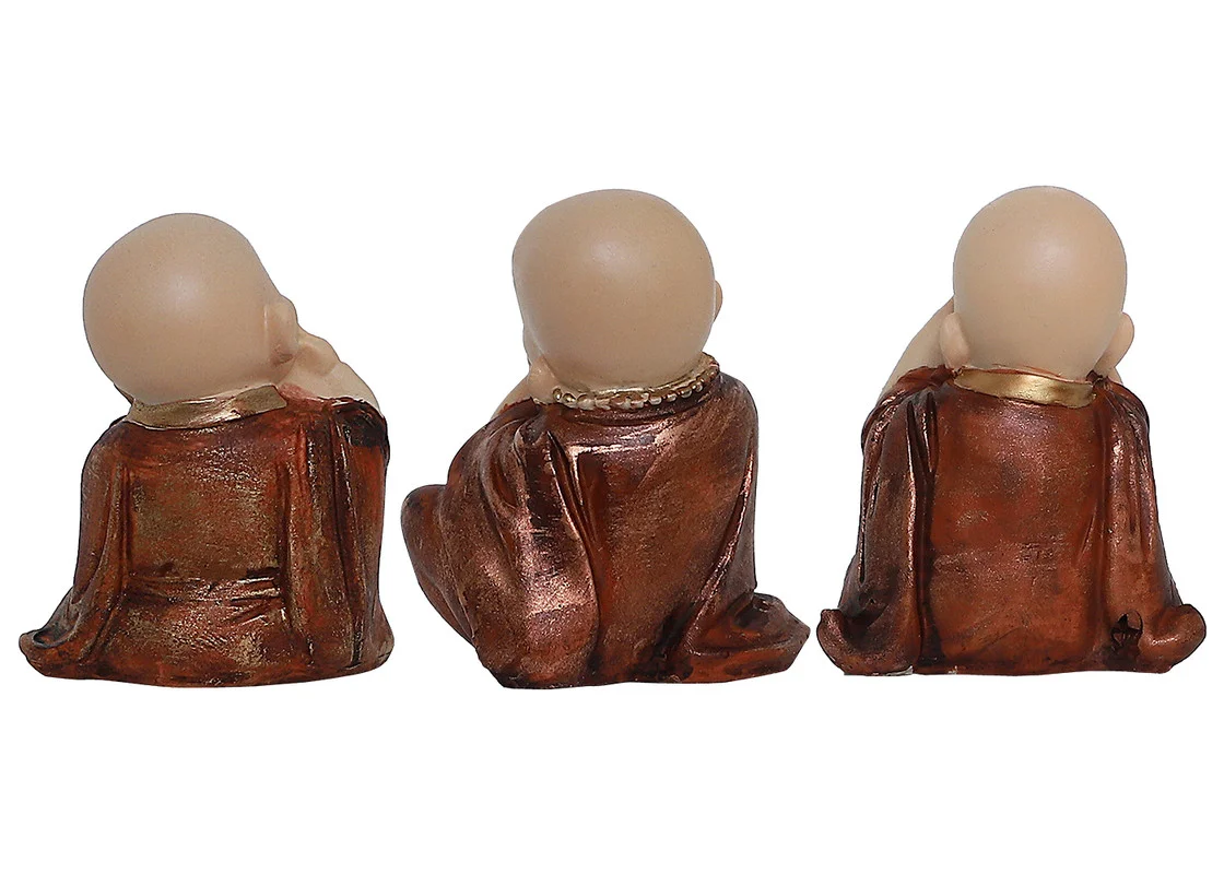 Buddha Idols Handcrafted Ployresin Lord Buddha Three Sitting Statues Wearing Shiny Brown Clothes Showpiece Home Decor/Office Decor/Spiritual Gift Home Decor Showpiece and Gifts by HomeDecorKart and Karigaari India