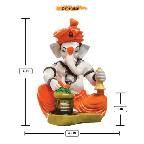 Ganesha Idols Unique Little Lord Ganesha Praying Lord Shiva Idol Orange Best for Home Decor Home Decor Showpiece and Gifts by HomeDecorKart and Karigaari India