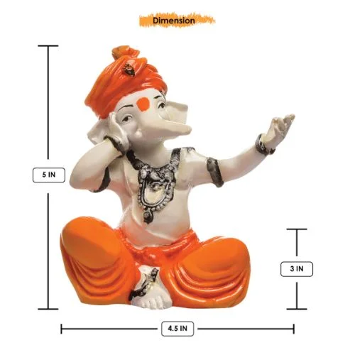 Ganesha Idols Unique Little Lord Ganesha Singing Idol Orange Best for Home Decor Home Decor Showpiece and Gifts by HomeDecorKart and Karigaari India