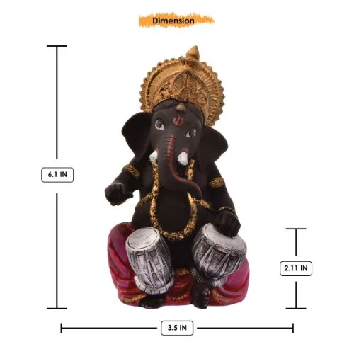 Ganesha Idols Unique Design Little Lord Ganesha Playing Tabla Idol Black Color Best Item for Home Decor Home Decor Showpiece and Gifts by HomeDecorKart and Karigaari India