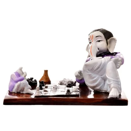 Ganesha Idols Unique Little Lord Ganesha Playing Chess With Mouse Best Item for Home Decor Home Decor Showpiece and Gifts by HomeDecorKart and Karigaari India