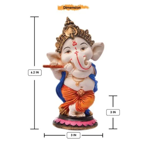 Ganesha Idols Unique Lord Ganesha Idol Standing & Playing Flute Best Item for Home Decor Multicolor Home Decor Showpiece and Gifts by HomeDecorKart and Karigaari India