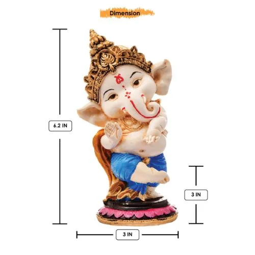 Ganesha Idols Unique Little Lord Ganesha Sitting Wearing Blue Dhoti Best Item for Home Decor Multicolor Home Decor Showpiece and Gifts by HomeDecorKart and Karigaari India
