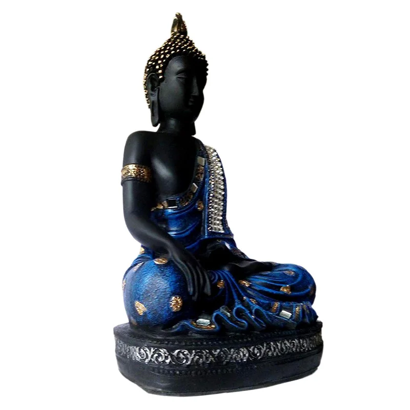 Buddha Idols Handcrafted Ployresin Lord Buddha Black And Blue Colour Meditating Statue Showpiece Home Decor/Office Decor/Spiritual Gift Home Decor Showpiece and Gifts by HomeDecorKart and Karigaari India